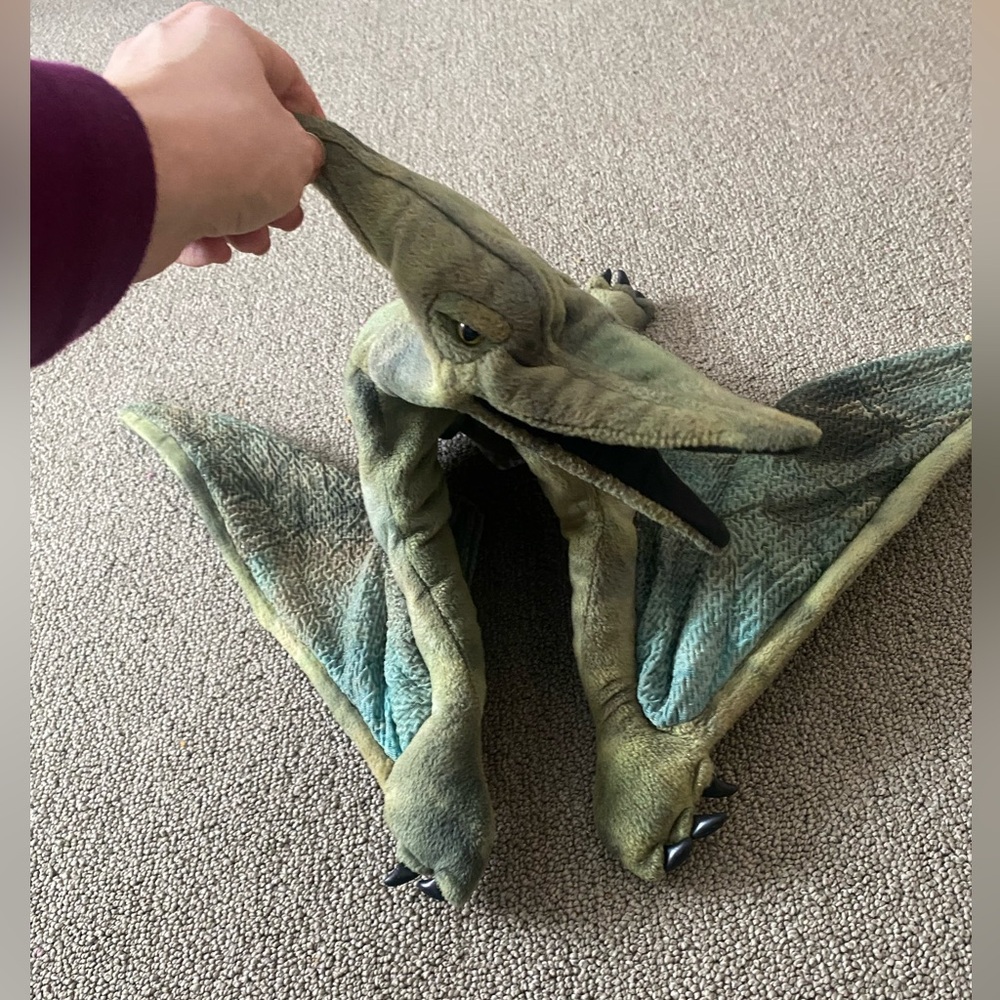 Green Pterodactyl Dinosaur Plush Toy puppet